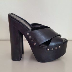 Schutz Wood Platform Slip-on Sandals size 7.5/8